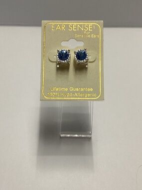 Ear Sense Blue Crystal Stud Earrings for Sensitive Ears